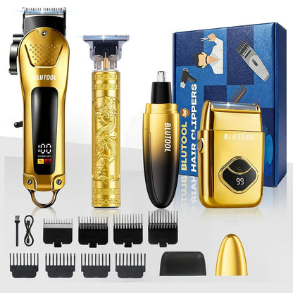 Men's Grooming Kit Hair Clipper & Electric Shaver USB Rechargeable Cordless LED Display – Precision Beard Trimmer Face Shaver Set for Hair