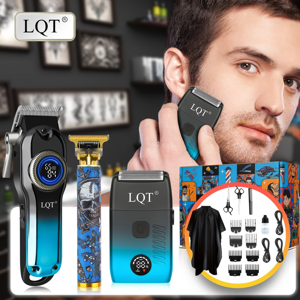 Hair Clipper LQT Blue Multi-Tool Grooming Set Options with Digital Displays, USB Charging and Guide Combs