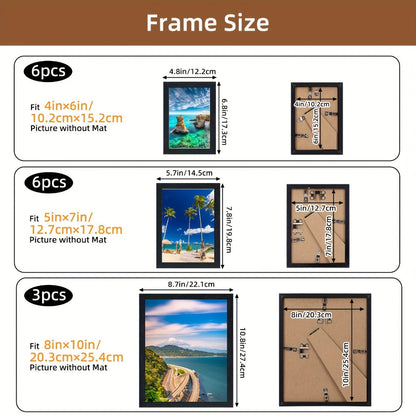 Picture Frames Collage Wall Decor 15pcs – Photo Gallery Frame Set Multi Size 8x10 5x7 4x6 for Wall Mounting & Tabletop Display