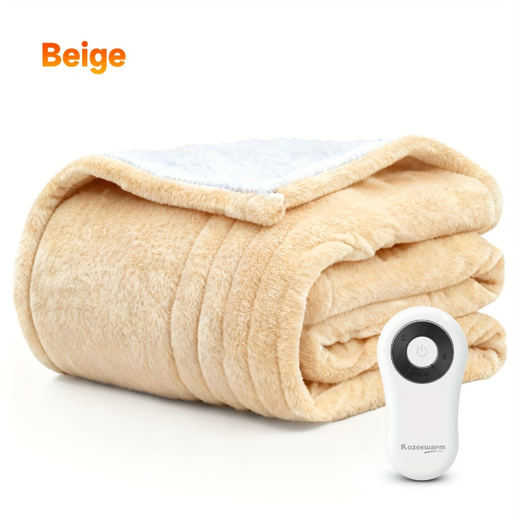 Dual Control Electric Heated Blanket with 10 Heat Levels - Auto Shutoff, Overheat Protection, Fast Heating