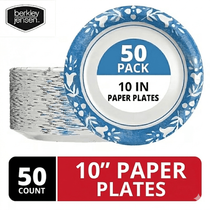 Paper Plates 10 Inch Botanical Leaf Design Soak Proof Disposable Dinner Plates for Party BBQ Holiday Everyday Use 50 100 204 Count