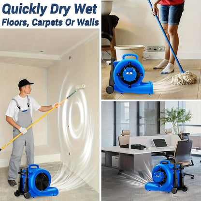 Air Mover Floor Dryer 5000CFM 1HP, Carpet Dryer & Portable Blower Fan, 3-Speed Quiet Floor Drying for Home & Commercial Use