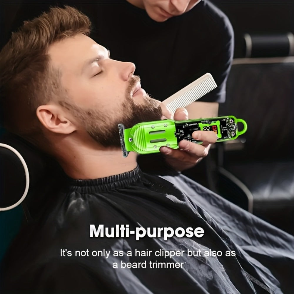 LED Hair Clipper for Men – USB-C Rechargeable Cordless Beard Trimmer with LED Display & 4 Guide Combs, Barber-Grade Home Haircut Kit
