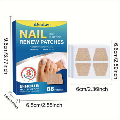 Nail Patches 88Pcs, Nail Strengthening Stickers for Fragile, Thin, Cracked Toenails & Fingernails