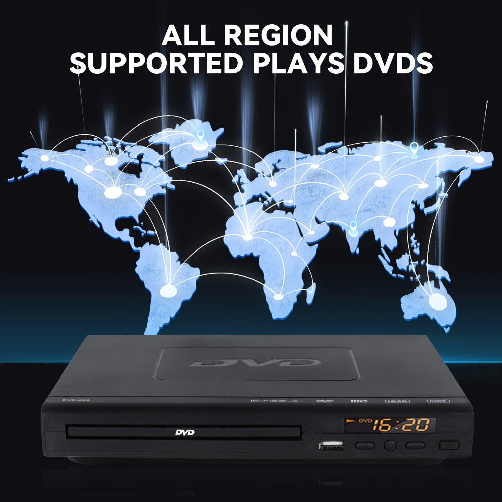 1080P Full Region DVD Player for Elderly, HD AV Output USB Direct Read Smart Error Correction, Easy Home DVD Player with Remote Control