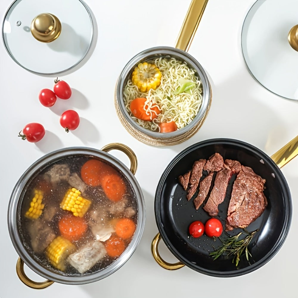 Non-Stick Cookware Set Pots and Pans 10 & 12 Piece, Heat-Resistant Frying Pan, Saucepan & Stewpot