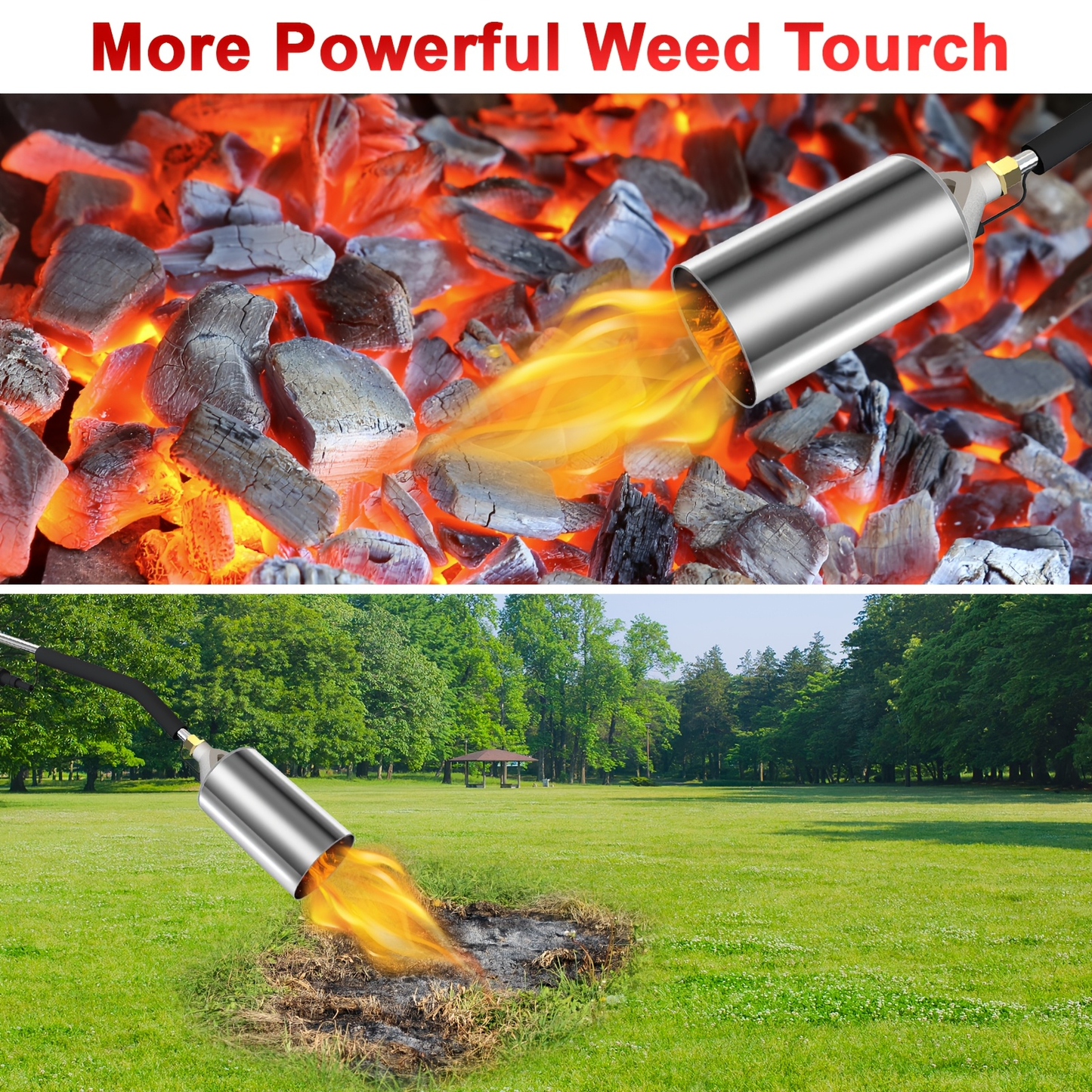 Weed Burner Torch Propane with 10ft Hose & Turbine Trigger, High-Output Flame Weeder with Cylinder Converter for Garden Weeding