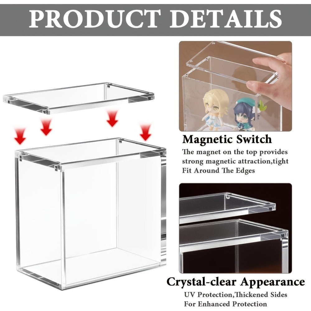 Pokemon Booster Box Acrylic Display Case – Stackable 6mm+6mm+3mm Thick Clear Case with Magnetic Lid for PKMN Booster Box Storage & Showcase