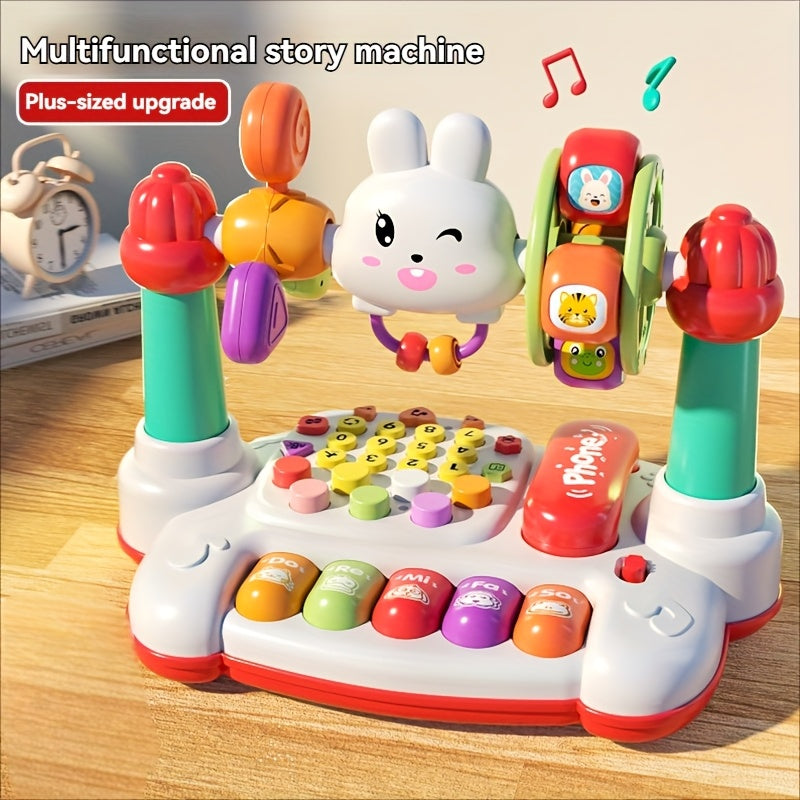 Rabbit Story Machine Toy for Kids with Piano Music & LED Lights, Multifunctional Educational Phone Toy