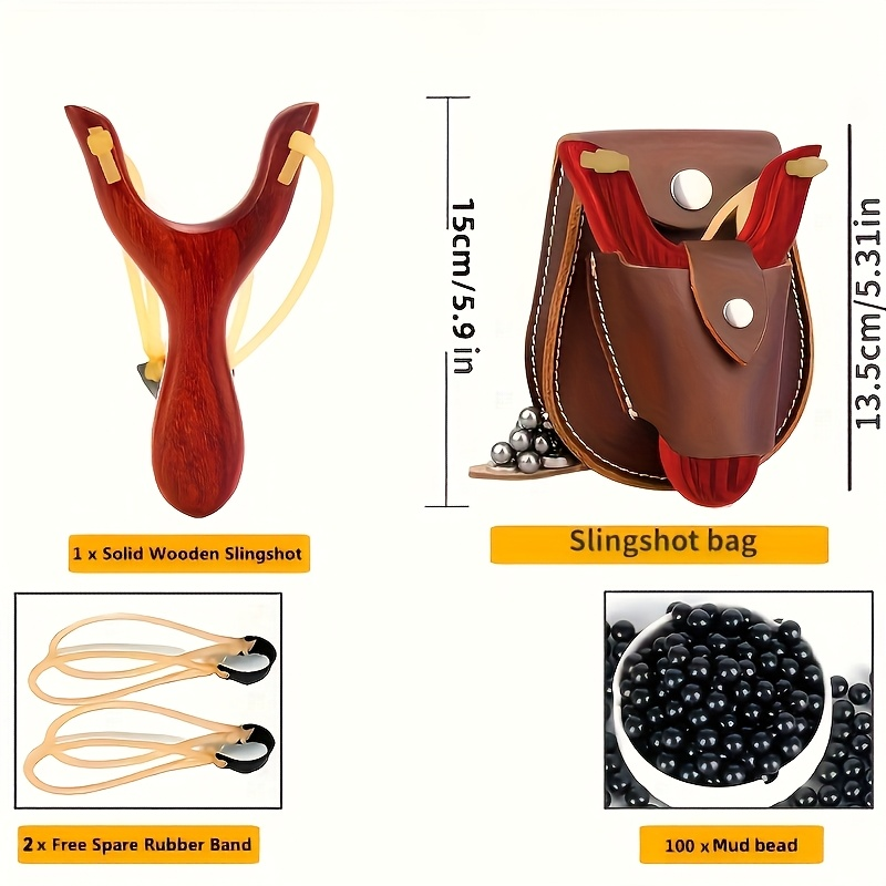Wooden Slingshot Set 5pcs Professional Outdoor Shooting Sports Slingshot Kit High Quality Natural Wood Catapult for Target Practice Hunting