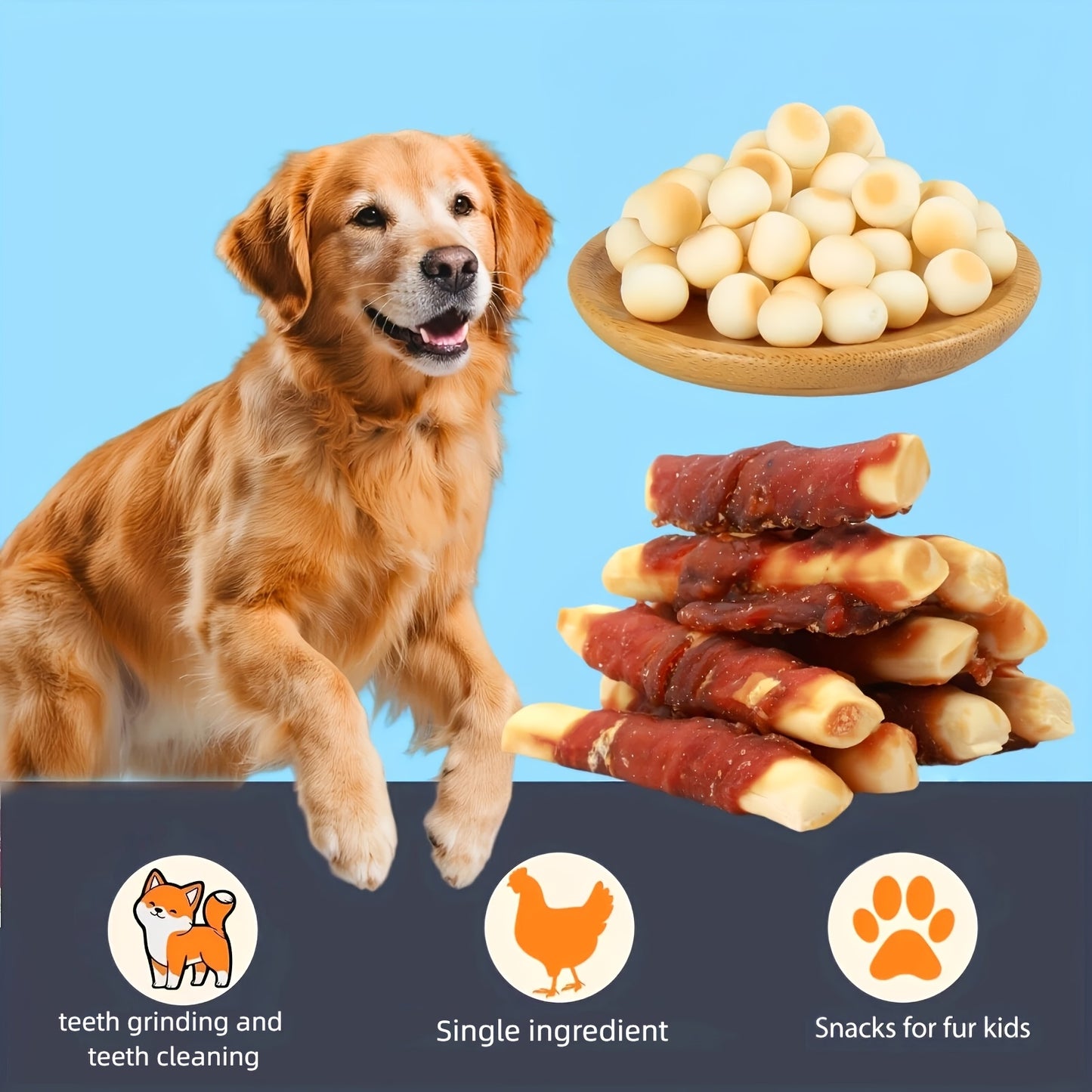 Mixed Flavor Dog Chews – Chicken Jerky & Duck Jerky Variety Pack, High Protein Low Fat Long-Lasting Training Reward Snacks