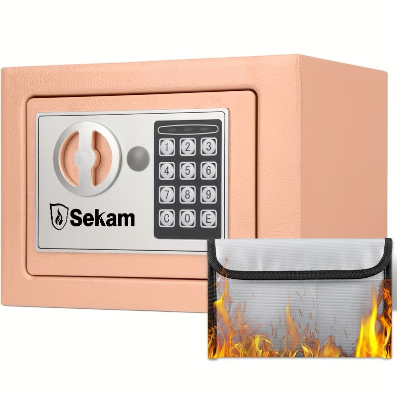 Fireproof Home Safe Box with Digital Keypad and Key Lock Steel Security Safe for Money for Entryways, Bedrooms and Living Spaces
