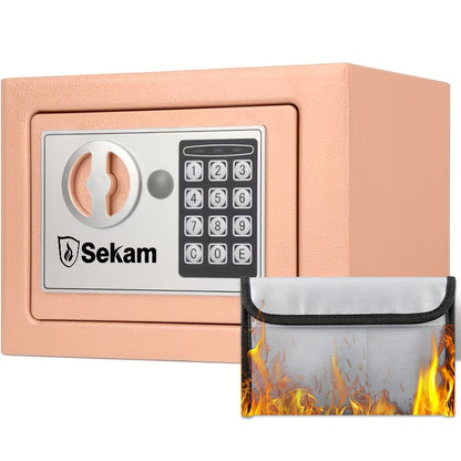 Fireproof Home Safe Box with Digital Keypad and Key Lock Steel Security Safe for Money for Entryways, Bedrooms and Living Spaces