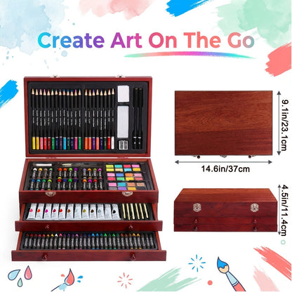 172 Piece Deluxe Art Set in Wooden Case with 2 Drawing Pads Crayons Acrylic with the Listed Color, Size or Set Options for Everyday Use
