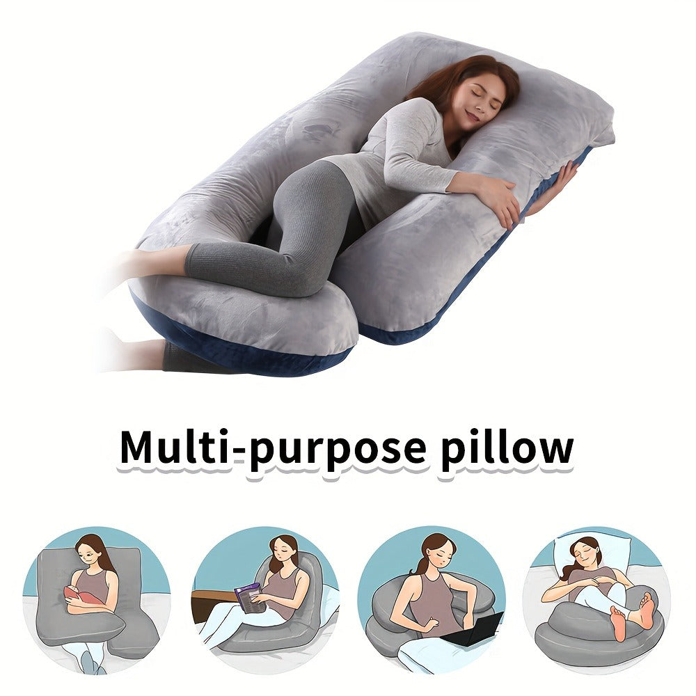 Pregnancy Pillow J-Shape 60 Inch Full Body Maternity Pillow with Velvet Cover for Entryways, Bedrooms and Living Spaces