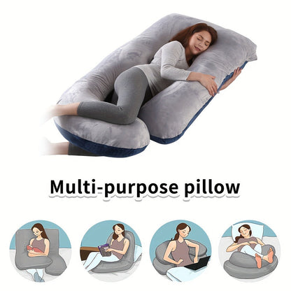 Pregnancy Pillow J-Shape 60 Inch Full Body Maternity Pillow with Velvet Cover for Entryways, Bedrooms and Living Spaces