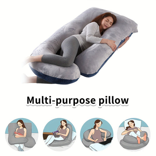 Pregnancy Pillow J-Shape 60 Inch Full Body Maternity Pillow with Velvet Cover for Entryways, Bedrooms and Living Spaces