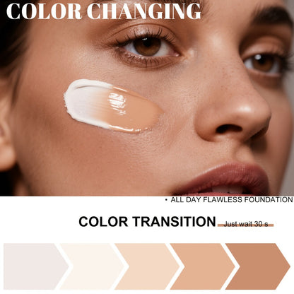 Color Changing BB Cream Foundation 3PCS Glycerin Lightweight Non-Cakey Natural Flawless, for Makeup, Travel and Everyday Vanity Use