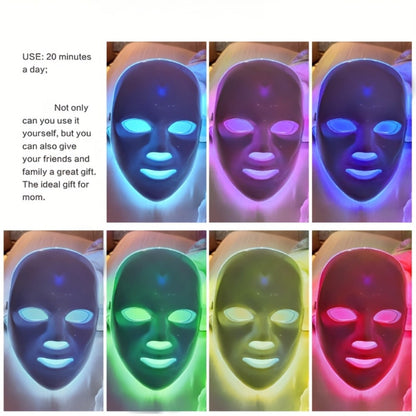Portable 7-Color LED Facial Mask Device, USB Rechargeable Home Beauty Skincare Tool for Face Care