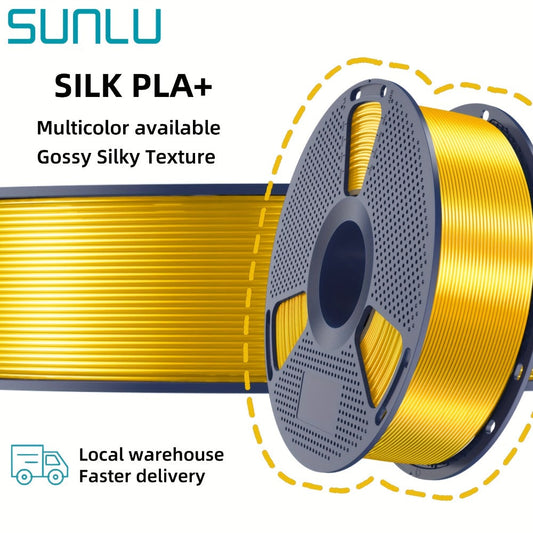 3D Printer Filament SUNLU Silk PLA+ 1.75mm 1kg Reusable Spool in Blue, Bronze, Yellow, Purple or Brass