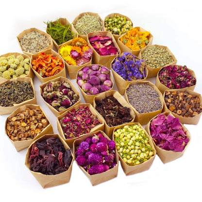 Dried Flowers Craft Set 24 Packs Natural Dried Botanicals for Resin Jewelry Making DIY Candle for Bath Time, Home Spa and Personal Care