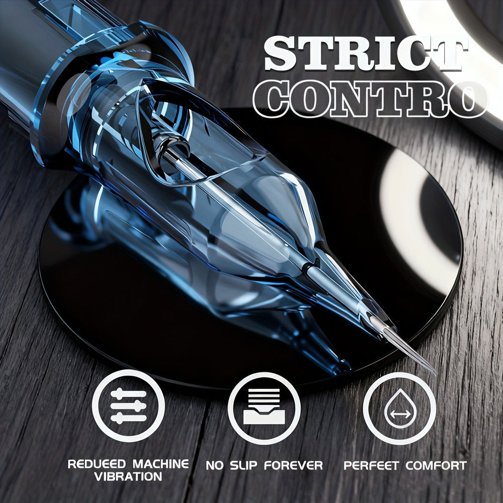 50PCS Round Shader Tattoo Cartridge Needles RS Mixed Size EO Sterilized Disposable for Temporary Body Art, Festivals and Costumes