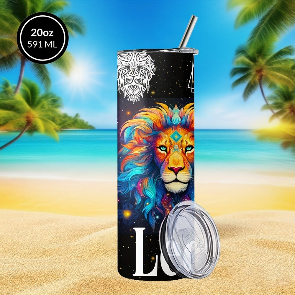 Insulated Tumbler 20oz Zodiac Horoscope 304 Stainless Steel with Lid, Straw and 12 Sign Choices