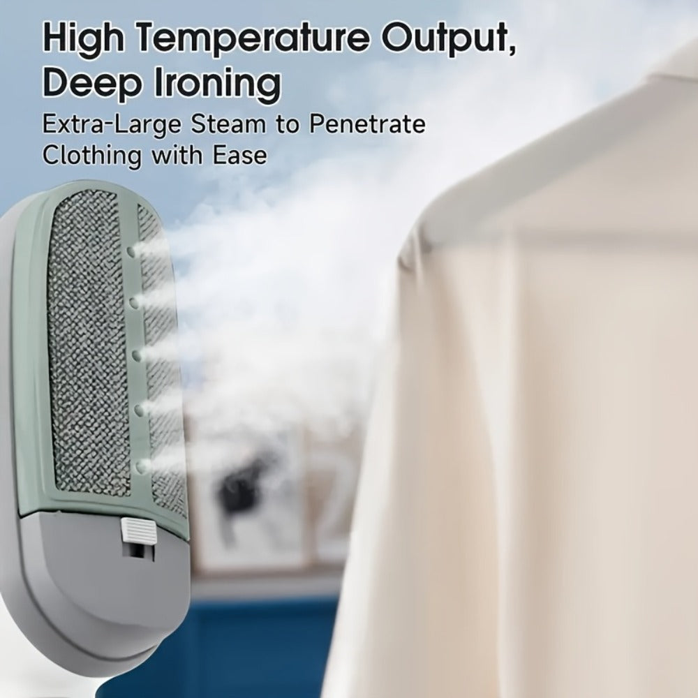 Green Handheld Garment Steamer and Dry Iron with Heated Face, Removable Brush and Filling Cup
