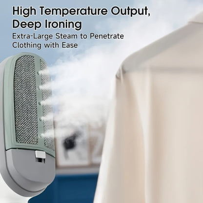 Green Handheld Garment Steamer and Dry Iron with Heated Face, Removable Brush and Filling Cup