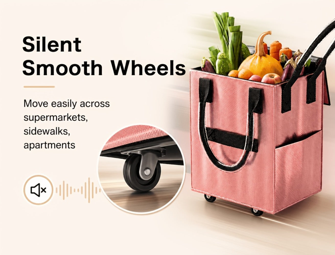 Rolling Grocery Bag with Wheels 60L Extra Large | 16 Gallon Heavy Duty Foldable Shopping Cart Waterproof | Multi-Function Travel Tote
