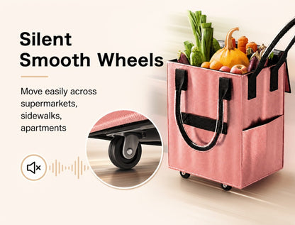 Rolling Grocery Bag with Wheels 60L Extra Large | 16 Gallon Heavy Duty Foldable Shopping Cart Waterproof | Multi-Function Travel Tote