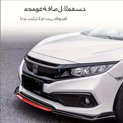 Car Front Lip Spoiler Kit 4pcs Universal ABS Front Bumper Splitter Spoiler Glossy Black Red Accent Aerodynamic Design Easy Clip-On Install