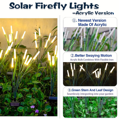 Solar Bubble Pathway Lights Outdoor 4 Pack, Acrylic Reed Stake Lights Dusk to Dawn, White Solar Powered LED for Garden