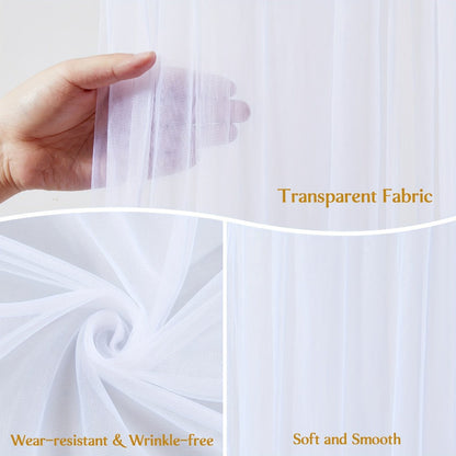 6-Pack Chiffon Ceiling Drapes for Wedding 63x118in – Sheer Polyester Backdrop Curtains with Rod Pockets for Wedding Arch, Party Stage