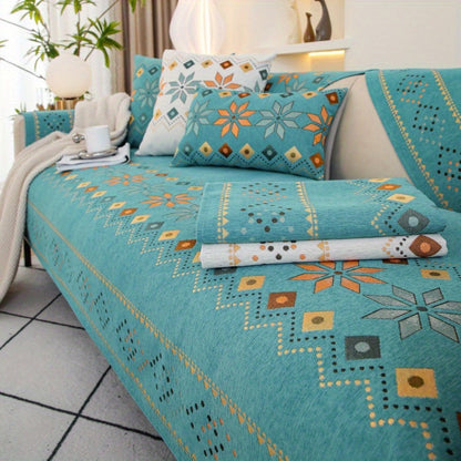 Sofa Cover Bohemian Chenille Jacquard Knit Sections for Seat, Armrest or Backrest with Model-Specific Size and Color Options