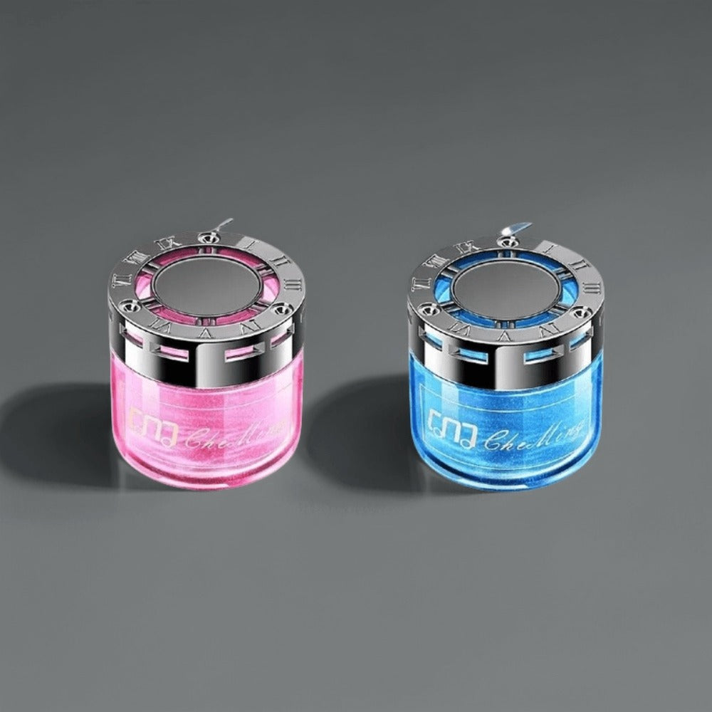Two-Piece Solid Gel Car Air Freshener Jars with Four Cologne, Blue Bell, Rose and Osmanthus Scent Pairings
