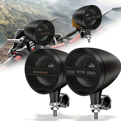 Motorcycle Bluetooth Stereo Speaker System with Built-In Amplifier – 3" Handlebar Mount Speakers, MP3 & USB, 12V, 20W×2 for ATV