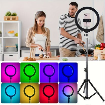 Selfie Ring Light Desk 12 Inch with Phone Holder 360 Rotating Pan Head Desk Tripod 17 RGB for an Everyday Personal Care Routine
