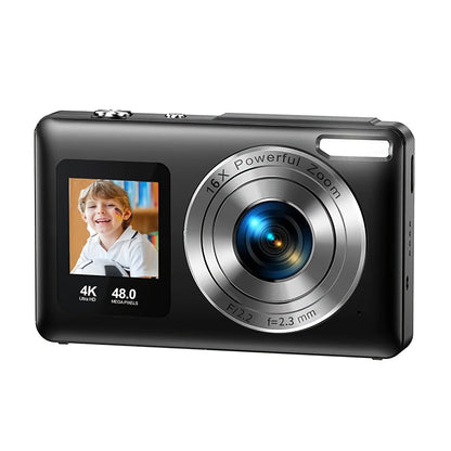 4K Dual Screen Digital Camera 18X Zoom Vlogging Camera with Anti-Shake 64GB Card & 2 Batteries