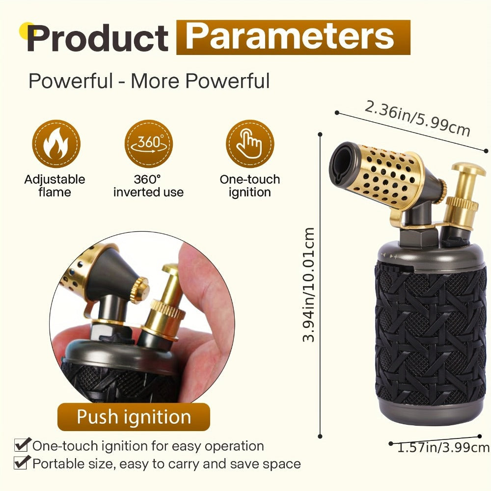 Butane Torch Kitchen Culinary Blow Torch Double Flame Adjustable Refillable Safety Lock 2372F for Grilling, Camping and Outdoor Meals