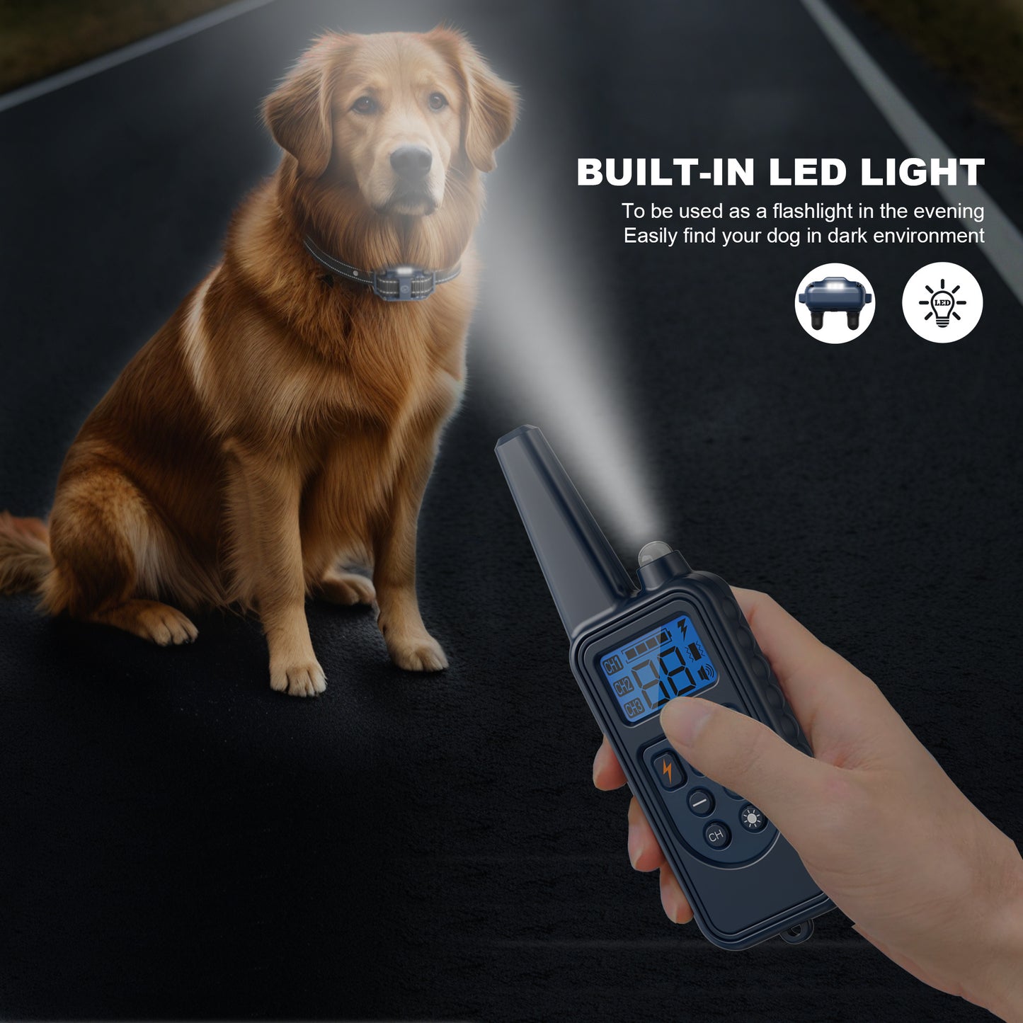 Dog Training Collar with Remote – LED Light, Beep, Vibration & Safe Shock Modes | Waterproof E-Collar for 1