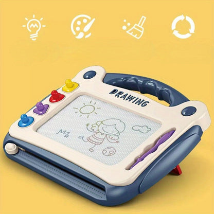 Kids Magnetic Drawing Board 3-in-1 Doodle Kit – Reusable Erasable Toddler Art Toy with Stamps, Pen & Stand | STEM Learning Gift for Boys