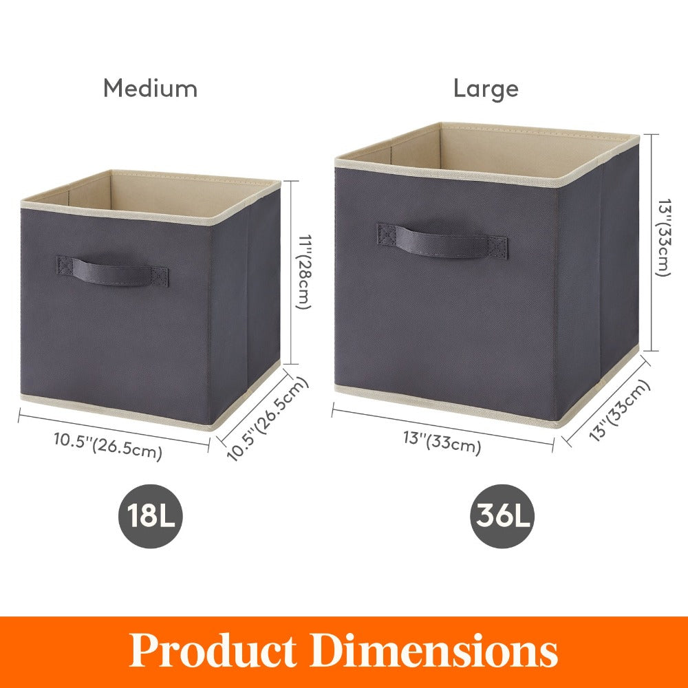 Collapsible Storage Cubes Set of 6 Foldable Fabric Bins Cube Storage Organizer Baskets for Laundry Rooms, Closets and Home Organization