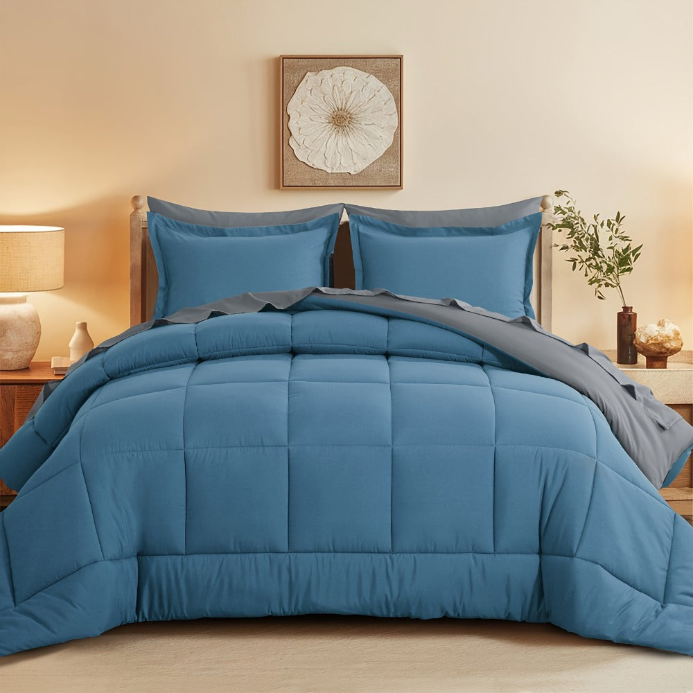 7 Piece Comforter Set Luxury Soft Fluffy Bedding All Season Bed in a Bag with Comforter Fitted Sheet Flat Sheet Pillowcases Hypoallergenic