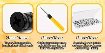 Tire Repair Nails Kit Rubber Screws – Self-Service Vacuum Tire Puncture Repair Set for Car Motorcycle ATV Truck Trailer