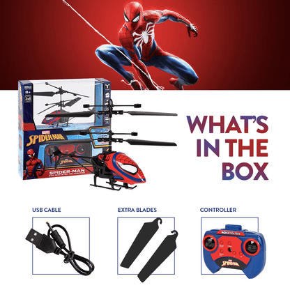 Marvel Spider-Man 2CH IR Remote Control Helicopter, Indoor Flying Toy for Kids Boys Superhero Fan