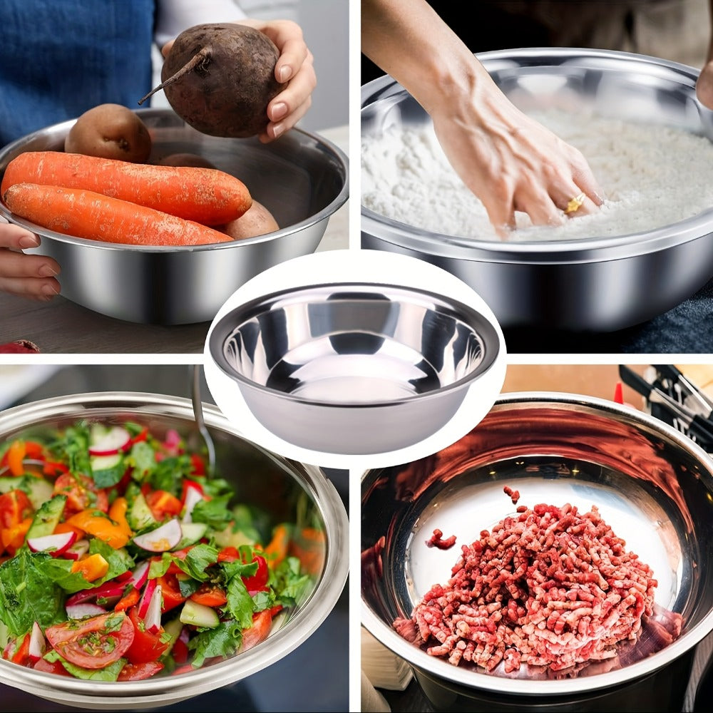 Stainless Steel Mixing Bowl Large 15.75 Inch with Footed Base, Salad Bowl, Vegetable & Fruit Washing Basin