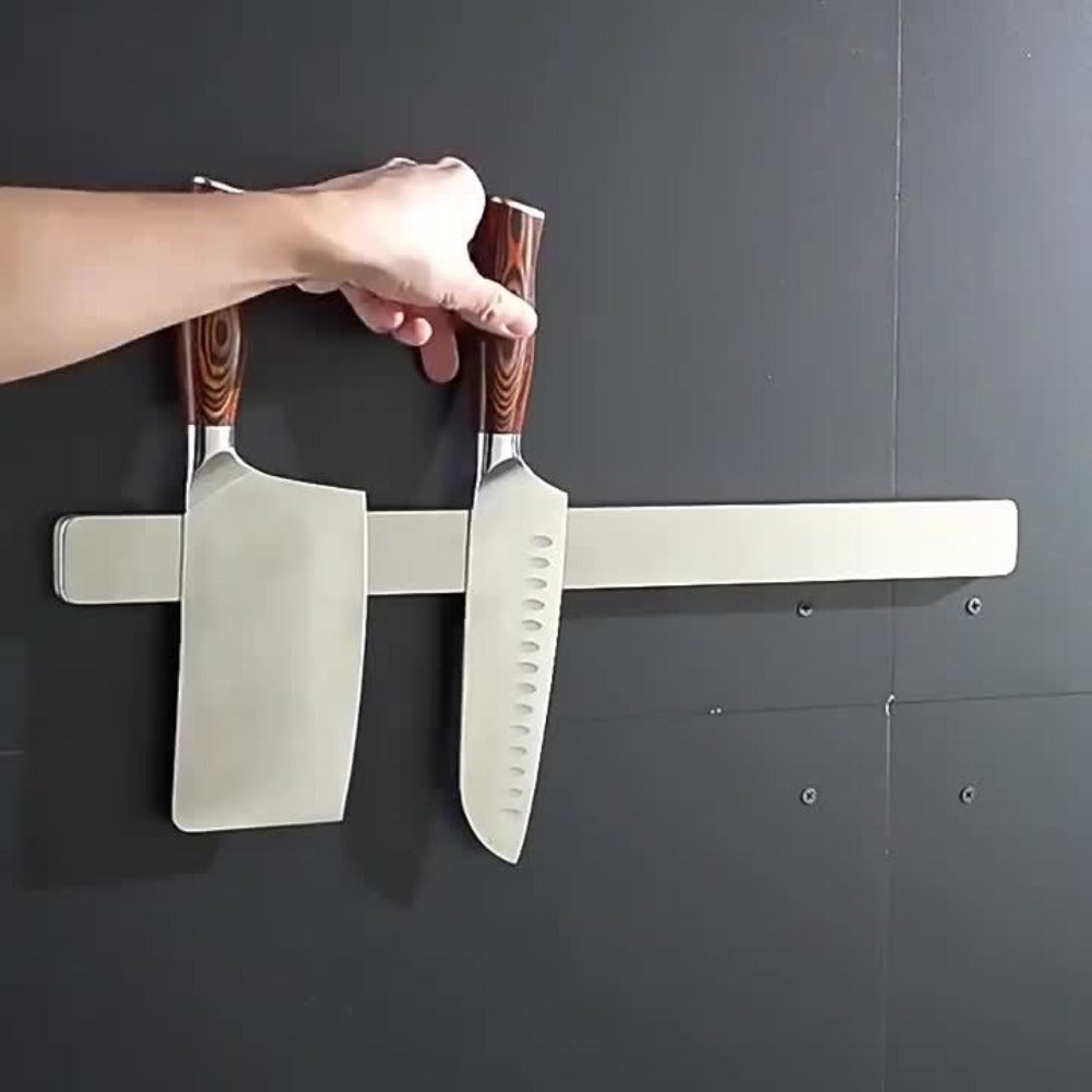 Magnetic Knife Holder Wall Mounted, Stainless Steel Punch-Free Knife Strip Rack for Kitchen, Holds Chef Knife Santoku Bread Knife