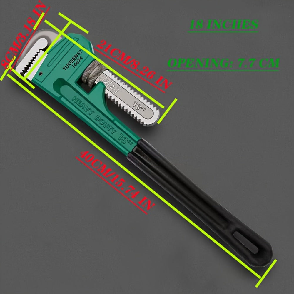 Pipe Wrench Professional Heavy Duty – 8", 12" & 18" CR-V Alloy Steel Plumbing Wrench, Non-Slip Ergonomic Handle, 1500 lbs Torque