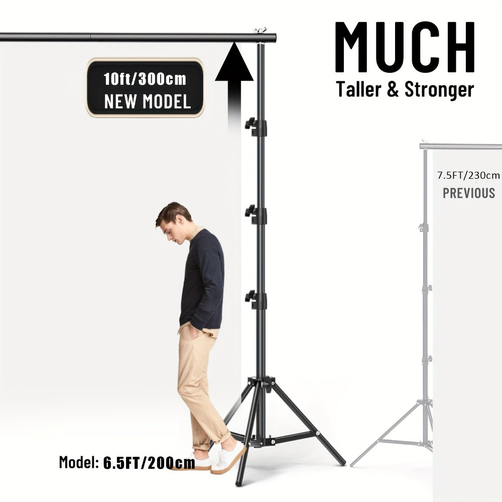 Multi-Size Adjustable Backdrop Stand Kit 10x10ft & 6.5x6.5ft – Heavy Duty Sturdy Background Support System for Photo Studio, Wedding